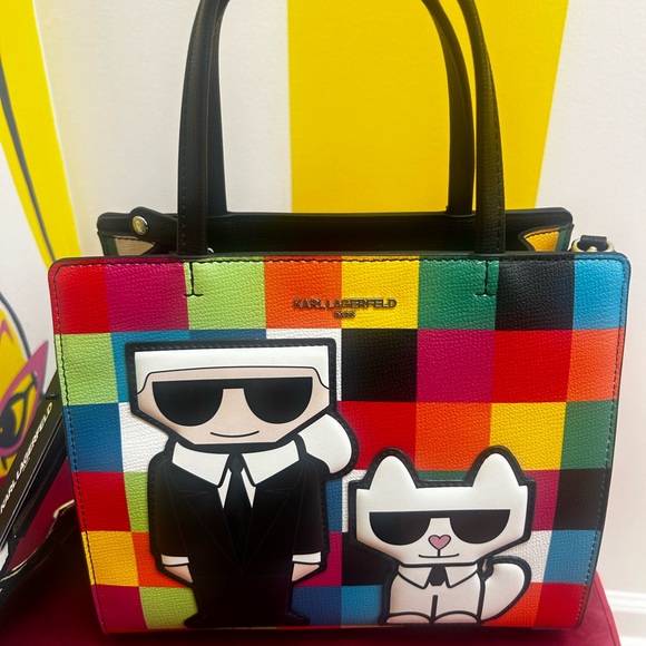 Karl Lagerfeld Maybelle Character Crossbody Bright Colorblock w/coin purse - Picture 8 of 10